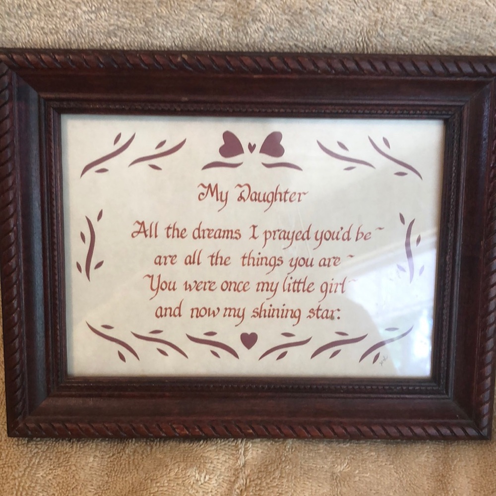 Framed Scherenschnitte Signed Framed Art by Country Shadows ‘My Daughter’ 9”x7”